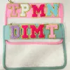 Aangepaste doorzichtige platte nylon buidelzakken PVC waterdichte make-uptas met ritssluiting Lavendelborduurwerk Letters Pouchbag voor damescadeau