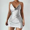 Casual Dresses Sexy Pearl Backless Women's Dress Y2k Summer Sleeveless Off Shoulder Halter Neck Skirt For Sex Party DressesCasual
