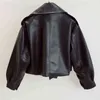 New Spring Women Faux Leather Jacket Biker Red White Coat Turndown Collar PU Motorcycle Jackets Loose Streetwear Outerwear L220801