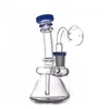 5.5inch Hookahs Glass Bong Colorful Heady Recycler Dab Rigs Small Bubbler Beaker Ashcatcher Shisha with 14mm Male Glass Oil Burner Pipe