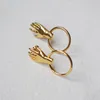 Stud Hand Circle Earrings For Women Charming Luxury Gold Tone Palm Korean Ins Brief BijouxStud Odet22 Farl22