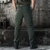 Calça masculina masculina masculina masculina casual de carga rápida zíper de bolso de bolso de bolso da cintura do exército de calças militares