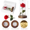 Couronnes de fleurs décoratives en gros artificielles fausses roses de mariage en plastique lampe LED couvercle en verre Flores Sztuczne Kwiaty cadeau de Saint Valentin