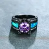 Wedding Rings Boho Female Blue Opal Stone Ring Vintage Black Gold For Women Promise Love Purple Round Engagement RingWedding Rita22