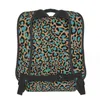 Бирюзовый блестящий гепардовый леопардовый рюкзак для мужчин и женщин, школьные сумки, подростковый дорожный рюкзак большой вместимости