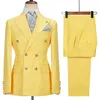 Senaste kappbyxa design 2021 Vita dubbelbröst män Suits Business 2 Pieces Set Man Wedding Evening Dress Suit Pants Jacket Pants