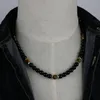 Pendanthalsband 2022 Fashion Black Onyx och Tiger Eye Stone Men Beaded Necklace Natural For AU-02 ELLE22