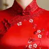 Etniska kläder Coco Lace broderi Silk Aftonklänning kinesisk röd lång qipao kvinnlig cheongsam porslin bröllopsklänningar plus storlek 4xlethnic