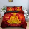 Family Buddha Sängkläder Set Mandala Quilt Cover Luxury Twin King Size Bed Set Bohemian Bedclothes 2/3 st med örngott