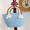 HBP Kvinnor Strandväskor Handväskor Crossbody Fashion Top Purses Rainbow Cloud Halm Koppling Axel Väskor Korskropp Tote Kvinna Väska Handväska Väska Gul