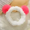 Panda Ear Coral Fleece Headband Washing Face Shower Spa Hairband Women Headwear Plush Elastic Hair Band Fashion Hair Accessories