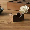 1/6 Pieces Wooden Coasters Set Black Walnut Solid Wood Round Table Mat Heat Insulation Pad Box Bottom Holder Placemat W220406