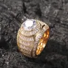 Iced Out Ring Gold Fashion Big Stones Silver Rings Hip Hop Jewelry