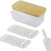 Druk op het type Ice Cube Maker Silicone Ice Tray maken Mold creatieve opbergdoos deksel Trays Bar Keuken vierkante kubieke containerset