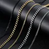 سلاسل ذهبية رجال قلادات من الفولاذ المقاوم للصدأ سلسلة التوصيل الكوبي من التيتانيوم الصلب الأسود الفضي الهيب هوب قلادة المجوهرات 3 مم