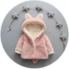 4 kleuren nieuwe pluche babyjas 2021 herfst winter warme capuchon bovenkleding kerst prinses meisjes jas kinderkleding verjaardag cadeau j220718