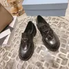 Zapatos de vestir de moda para mujer, zapatos planos de tacón alto de cuero de calidad para fiesta de bodas, mocasines formales de negocios, gruesos sociales con caja Original