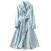 Casual Dresses Vintage Outfits för Kvinnor Fall Vinter Kläder Ljus Blå Ull Elegant Formell Klänning Arbete Slitage