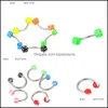 Body Arts Set Of 110 Colorf Piercing Barbell Stainless Steel Acrylic Nose Tongue Lip Belly Bar For Men And Women Dr Topscissors Dhce6