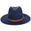 Fashion- Sun Hat Women Men Fedora Hat Classical Wide Brim Felt Floppy Cloche Cap Chapeau Imitation Wool Cap268Z2680