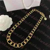 Collar de cadena con letras Pulseras clásicas chapadas en oro Cadenas gruesas Collares Conjunto de joyas de lujo para fiesta