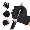2022 new High-strength Anti Cut Resistant Safety Gloves Grade Level 5 Protection Kitchen for Fish Meat Cutting Black Steel Wire Metal Mesh Butcher