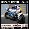 Glasfaser-Rennkarosserie für HONDA Fiberglas NSF100 NSF 100 06-10 10DH.34 NSF-100 06 07 08 09 10 NS-F100 2006 2007 2008 2009 2010 Spritzgussverkleidung Rothmans blau