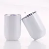 12oz Blank Sublimation Wine Mug Straight Body 304 Stainless Steel Double Layer Vacuum Insulation DIY Wine Cup BBB15334