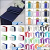 Nappes de chemin de table Textiles de maison Jardin Vente en gros - Nouveau 10Pcs Chemins de satin bleu marine 12 "X 108" Décorations de fête de mariage Drop Delivery 2