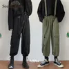 Einfarbige Herren-Freizeithose, Unisex, Safari-Stil, Overalls, lockeres gerades Bein, Zwickel, knöchellang, Cargo 220325