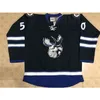 Ceuf 50 Jack Roslovic Manitoba Moose Jets Hockey Jersey genaaid met de naam en nummer 21 Francis Beauvillier 42 Peter Stoykewych