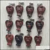 Pendant Necklaces Pendants Jewelry Natural Mahogany Obsidian Stone Carved Angel For Necklace Making Whole Dhu3Q