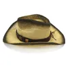 Bérets Noir Papier Peint Paille Chapeau De Cowboy Tête De Taureau Bande De Cuir Décor Hommes Femmes Large Bord Panama Jazz Sun Cap Carnaval SunhatBeret