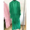 521 2022 여름 플로라 프린트 드레스 승무원 목이 긴 소매 흰색 분홍색 녹색 판넬 드레스 럭셔리 패션 무도회 여자 옷 오라이디