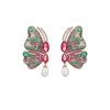 Dangle lustre perle cubique Zircon papillon boucles d'oreilles pour mariage cristaux aile boucle d'oreille mariée femmes fille cadeau CE11203Dangle