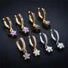 Boucles d'oreilles étoiles colorées cerceaux Huggies pour femmes Style de mode cuivre dame or argent suspendu fête filles violet noir blanc zircon cubique