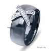 Модные ювелирные украшения Женщины обручальное кольцо с Crystal 8 мм керамические кольца для мужских вечеринок подарки 432 D3