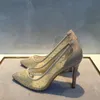 Venta al por mayor de tacones altos para mujer de nueva moda popular, cómodos zapatos de fiesta con diamantes engastados en gasa, adecuados para banquetes, ceremonias, bodas y otras ocasiones.