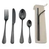 Dinnerware Sets Black Cutlery Set 304 Stainless Steel Sharp Steak Knife Fork Teaspoon Tableware SetDinnerware