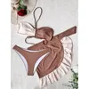 Traje de baño para mujer Sexy Lady Beach Wear Traje de baño Mujeres Tres piezas Cintura baja Conjunto Vendaje Biquini Traje de baño Tankini Natación Mujer Traje de bañoW