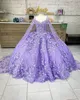 Liliowy lawendowy motyl Quinceanera sukienki z peleryną koronkowa aplikacja słodka 16 sukienka meksykańskie suknie na bal 2022 Vestidos De XV Anos