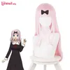 Parrucca L-e-mail Capelli sintetici Kaguya-sama: Love Is War Fujiwara Chika Parrucca Cosplay Parrucca lunga 60 cm rosa dritta resistente al calore da donna Parrucche220505