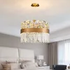 Nouveau rond créatif lustre en cristal lampes or fleurs LED éclairage Base lampes de suspension de luxe pour salon salle à manger chambre