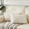 Indyahome aksamitna talia poduszka z pompomem stały kolor dekoracyjny cushio różowy szary zielony domowy obudowa 220507