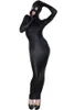 Costumes Catsuit cosplay d'halloween, robe portefeuille longue pour femmes, body de fête Sexy