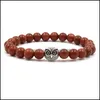 Bracelets porte-bonheur bijoux mode Sier hibou Bracelet pour hommes femmes 8Mm Yoga perles à la main perlé pierre naturelle Ban Dhrik