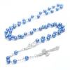 Gioielli fatti a mano alla collana di rosario perla all'ingrosso colorato cross cristiano santo padre cattolico preghiera cattolica gioielli