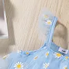Baby Girl Dress Ins Kids Suspring Suspender Gauze rok Daisy Bloemprint Zomerfeestje Elegant Agaric Lace