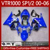 Body Kit For HONDA VTR1000 RTV1000 RC51 Factory Blue 00 01 02 03 04 05 06 Bodywork 123No.77 VTR 1000 SP1 SP2 2000 2001 2002 2003 2004 2005 2006 VTR-1000 2000-2006 Fairing
