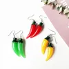 Green Red Pepper Charm for Women Resin Funny Food Vegetable Jewelry Unique Party Drop Earrings Birthday Gift